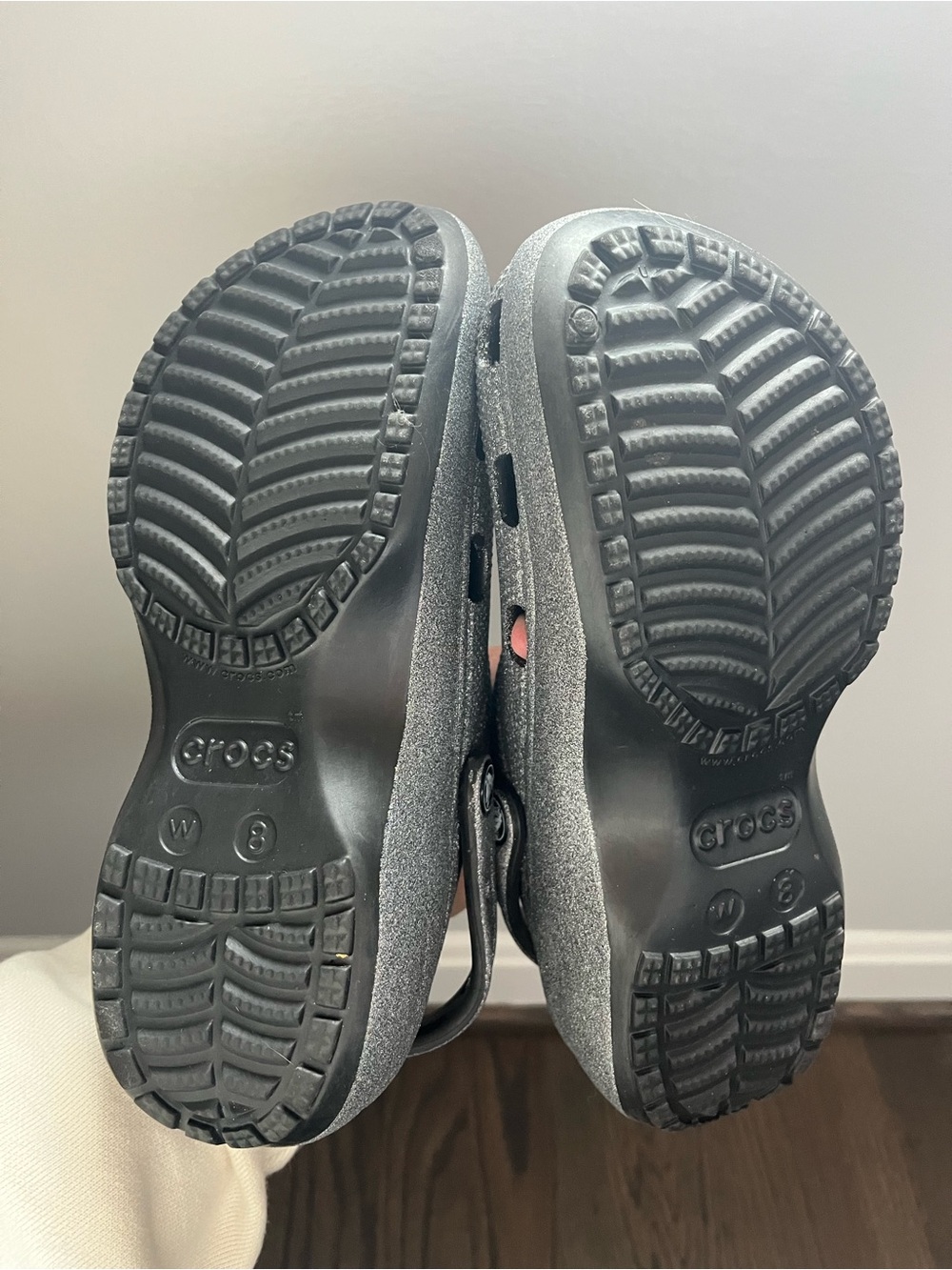 CROCS Silver Glitter Classic Clog Sandals - Picture 3 of 4